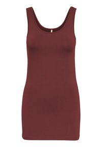 Bordeaux farbenes Tanktop aus glattem Stoff, mit Rundhalsausschnitt und figurbetonter Silhouette, Schulterträgern und geradem Saum.