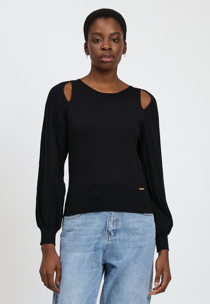 INFLUENCER CUT-OUTS SHOULDER - Jersey de punto - black