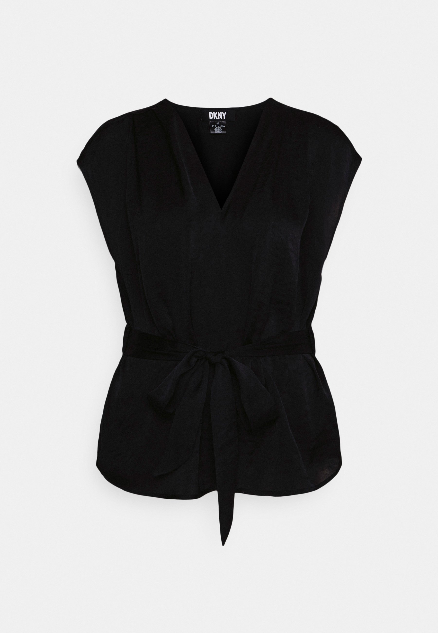 DKNY CAP VNECK WAIST TIE - Blouse black Zalando.co.uk
