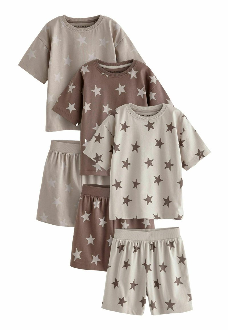 Next 3 PACK  REGULAR FIT SET - Pyjama set - brown cream stars
