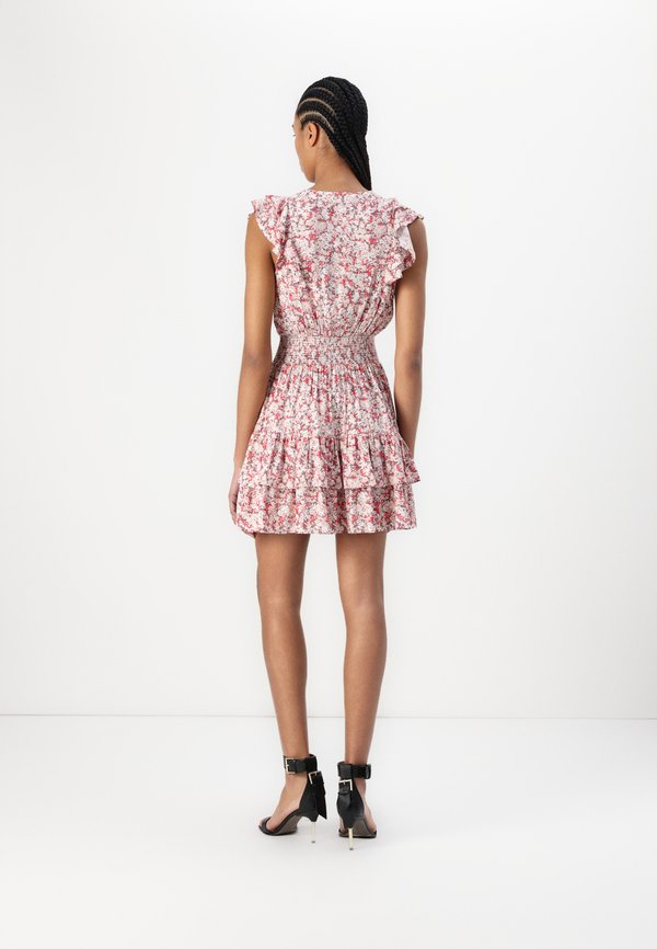 DEEP V NECK DRESS SMOCKED BACK WAIST - Day dress - coral crush3