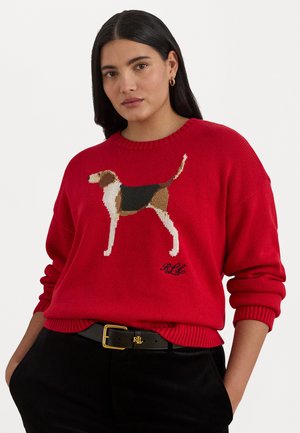 INTARSIA KNIT FOXHOUND COTTON SWEATER - Svetrík - ralph red multi