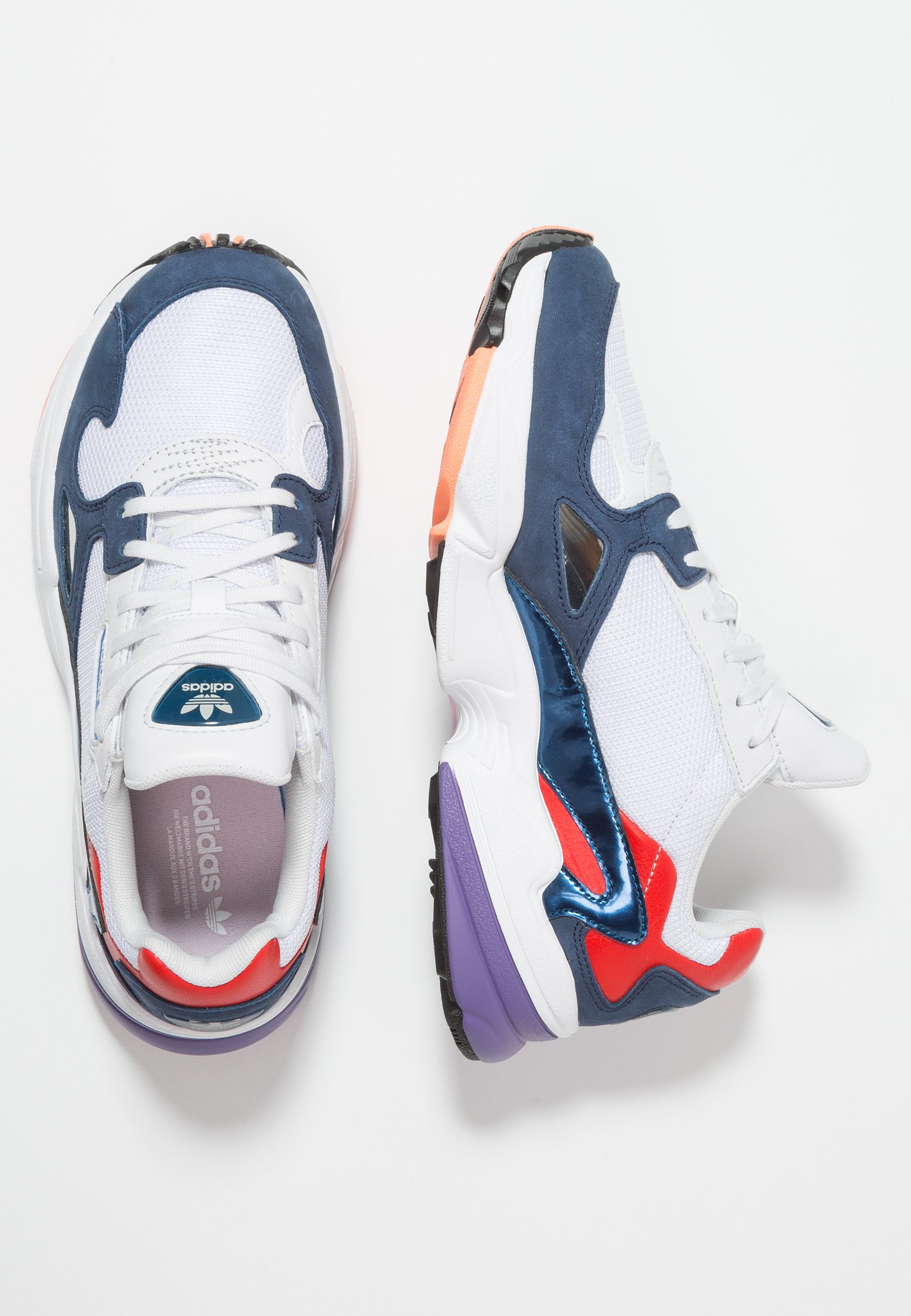 adidas originals white and navy falcon trainers