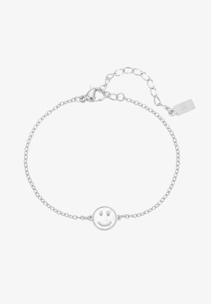 Zilveren kettinkje armband met verstelbare sluiting en een ronde smiley bedel in het midden.