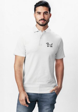 MIT DACKEL –KURZARM - Poloshirt - weiß