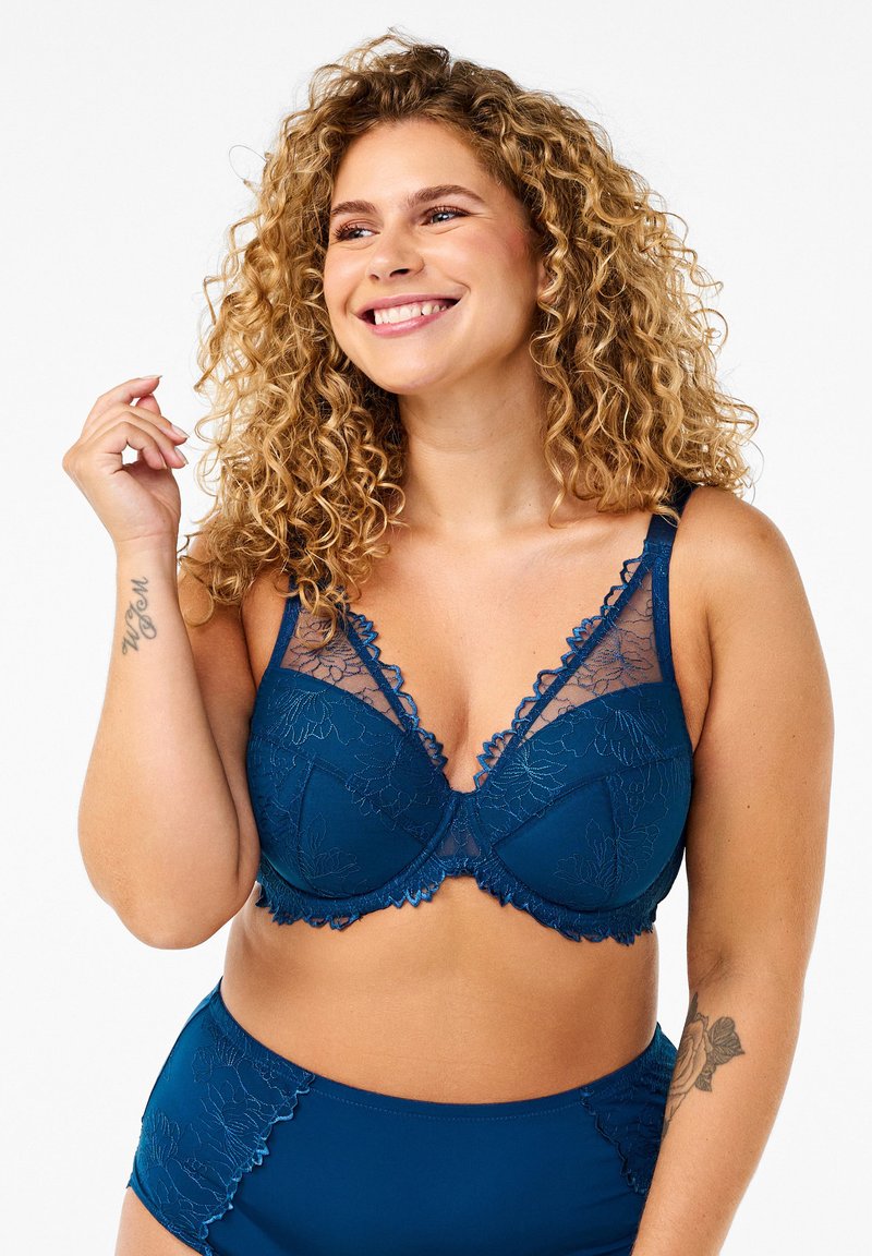 Devoted By Zizzi Triangle bra - blue opal