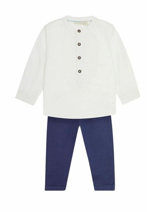 2-PIECE EMBROIDERED GRANDAD SET- REGULAR FIT - Pantaloni - white