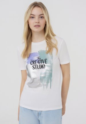 LAMINATED PATTERNED - T-shirt con stampa - var bianco ottico
