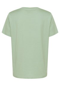 Lichtgroene, kortemouwen T-shirt met een ronde hals, gemaakt van zacht katoenmateriaal, met een ontspannen pasvorm en eenvoudig ontwerp.