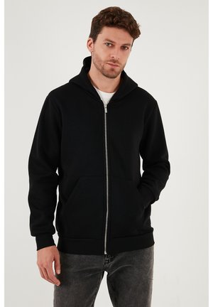 REGULAR FIT - Mikina so zipsom - black