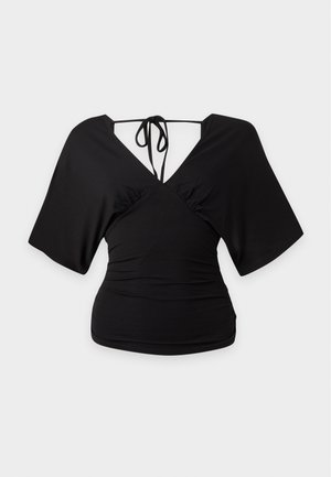 Gina Tricot, SHAPED V NECK  - Základné tričko - black