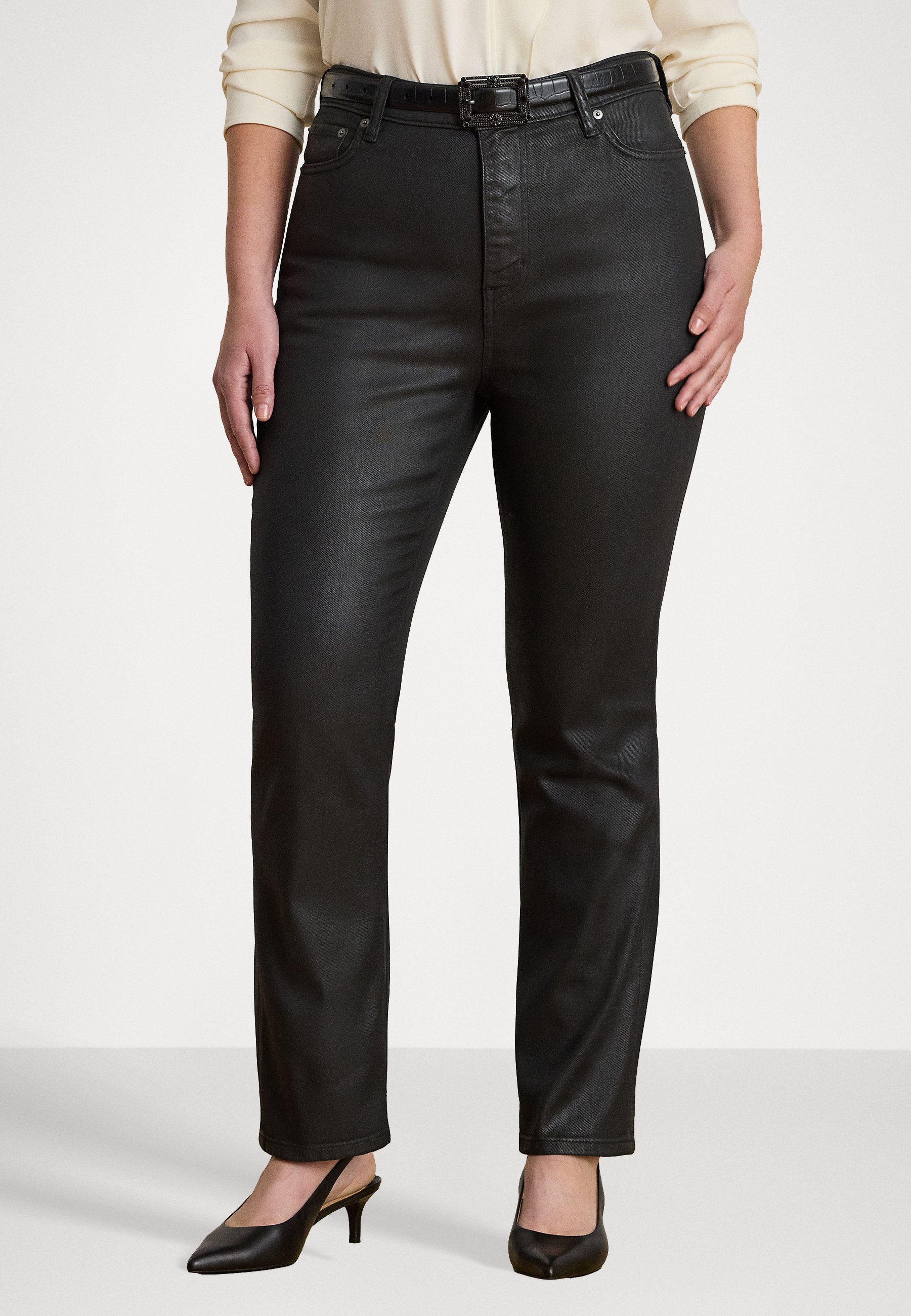 Lauren Ralph Lauren Woman COATED HIGH-RISE STRAIGHT ANKLE JEAN 