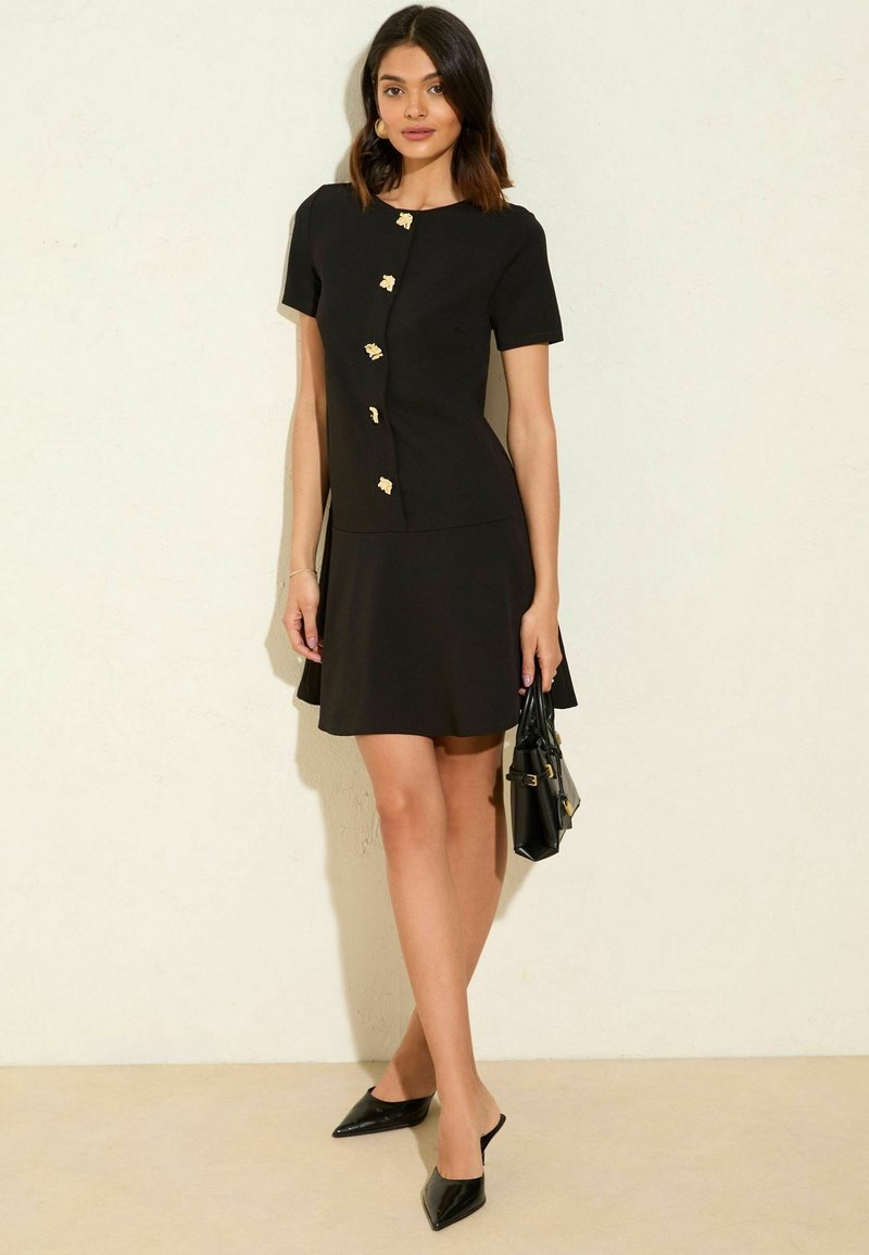 Gold Buttons Button Jersey Dress ZARA NEW PLEATED SHIRT DRESS GOLD