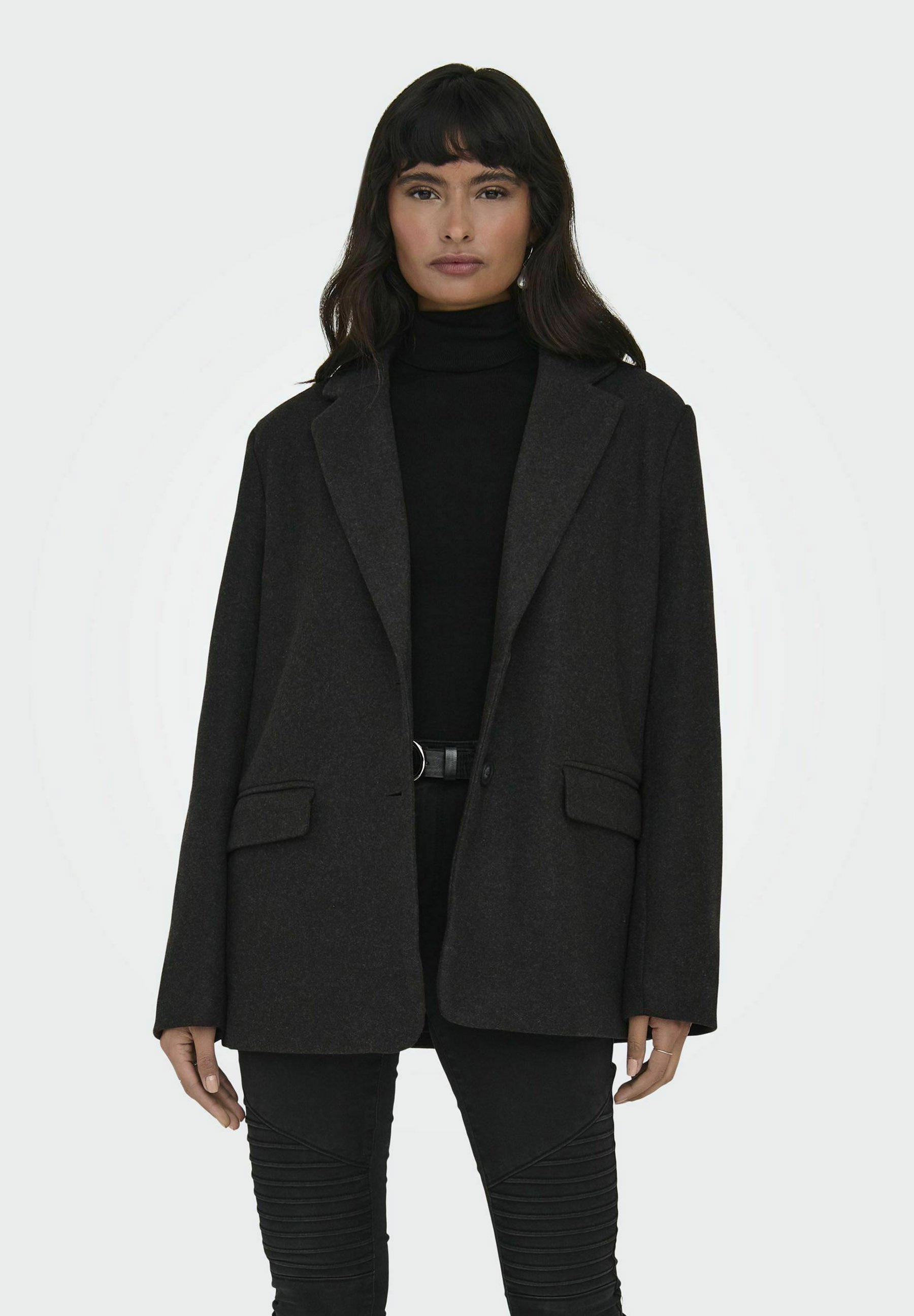 Manteau ONLY ONLNANCY LIFE - Femme, Gris Foncé, Coupe Overcoat