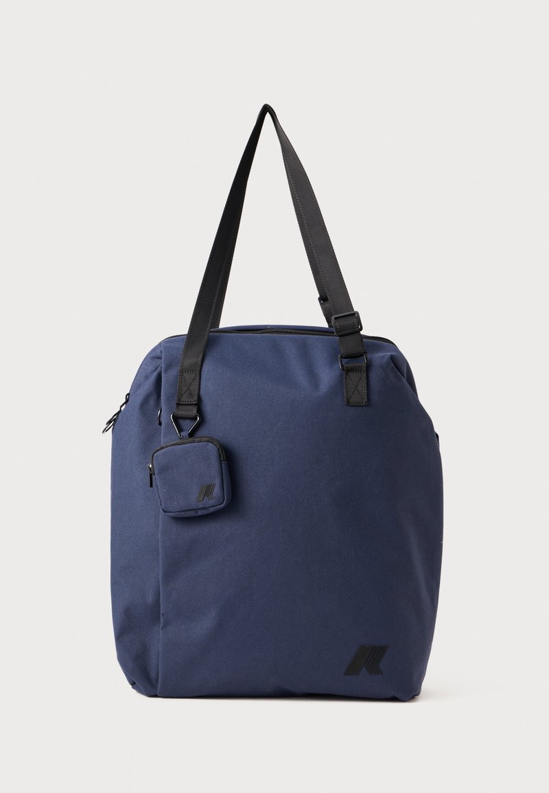 Borsa a tracolla blu navy realizzata in tessuto resistente, con due manici neri, un scomparto con zip e una piccola pochette staccabile.