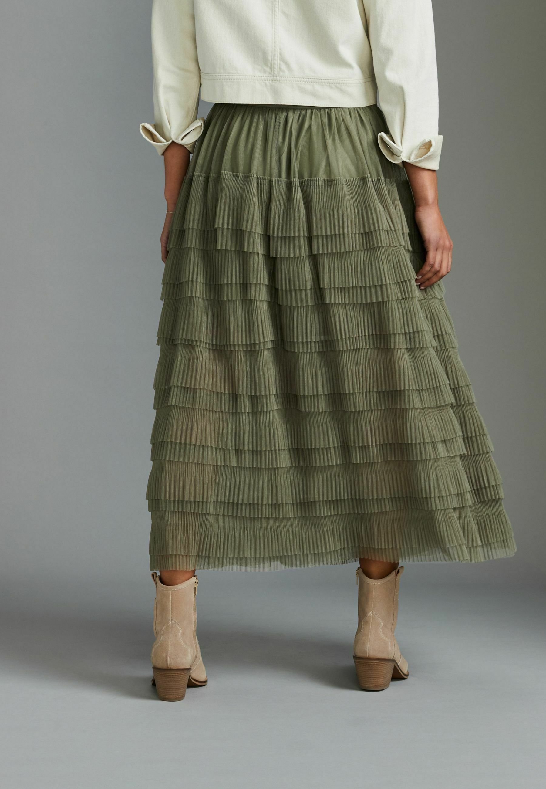 Next Pleated skirt - khaki green/green - Zalando