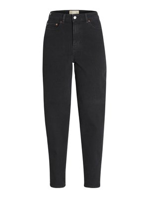 Høytlivs svarte jeans laget av denim, med knappelukking, fem lommer og subtile søm detaljer. Slim fit med avsmalnede ben.
