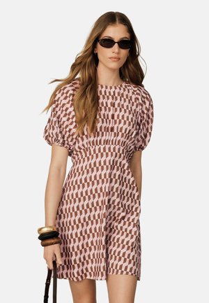Next, REGULAR FIT - PUFF SLEEVE MINI DRESS - Day dress - pink geo print