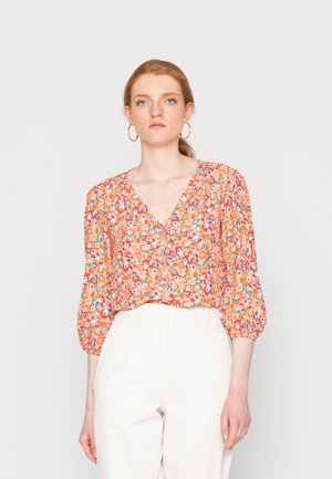PRINTED V NECK BLOUSE - Camicetta - papaya