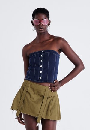BUTTON CORSET - Top - dark blue wash