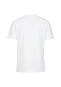 Witte katoenen T-shirt met korte mouwen, een ronde hals en een effen ontwerp. De stof lijkt glad met een lichte glans.