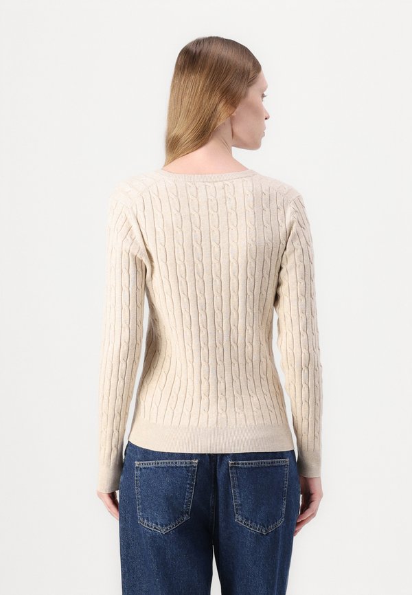 CABLE V NECK - Jumper - seed melange2