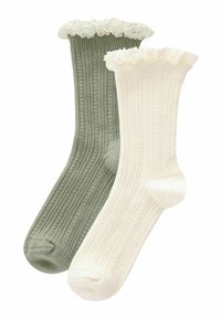 Next - RICH RUFFLE FRILL 2 PACK - Zeķes - cream and green Miniatūras attēls 1