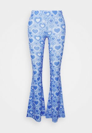 STRETCH FLARES WITH HEARTS PRINT - Trousers - blue