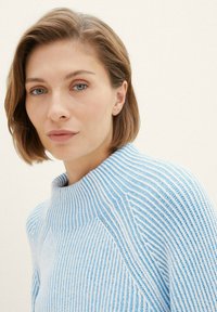 TOM TAILOR Strickpullover - offwhite blue plaited rib