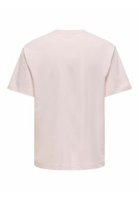 Light pink short-sleeve t-shirt made of soft cotton, featuring a classic round neck and a straight cut without any graphic patterns.
