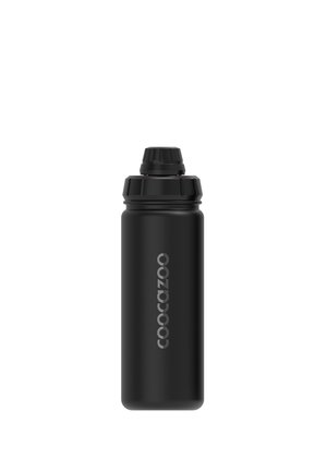 Black Coocazoo water bottle with screw-top lid, cylindrical shape, and brand name printed vertically in light gray.
