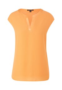 Kortærmet bluse i livlig orange. Glat, let vævning med en klipkrave og en afslappet pasform, der har en let buet kant.