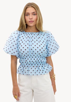 LOAVIES, V - Blouse - dots small   blue light