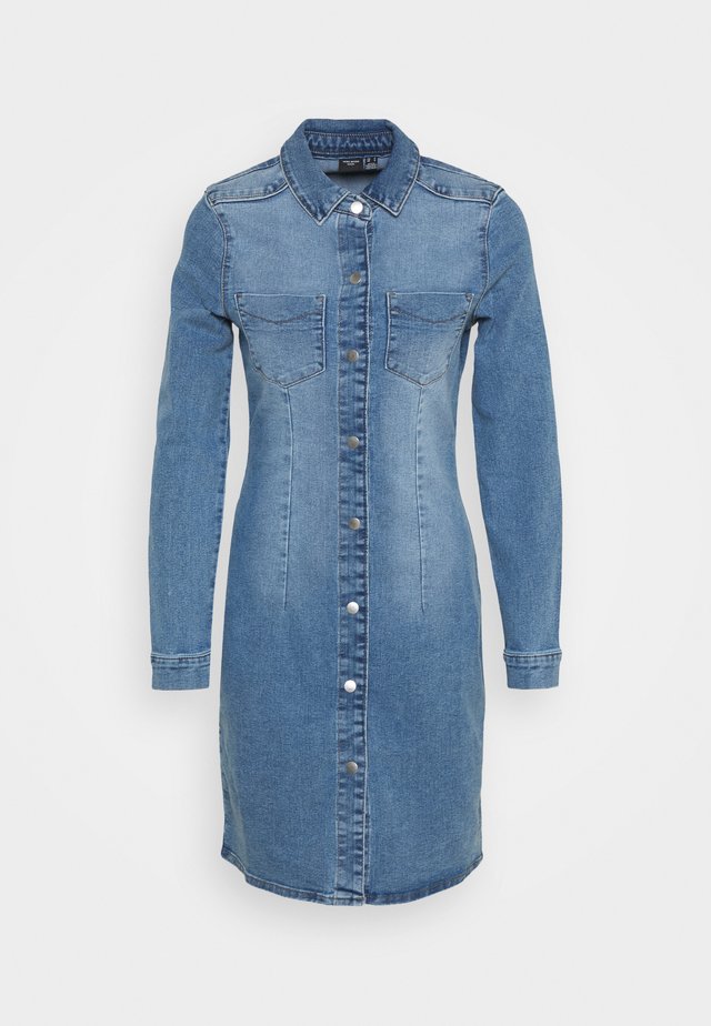 VMGRACE SLIM BUTTON - Spijkerjurk - light blue denim
