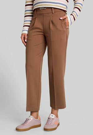 TOM TAILOR, TOM TAILOR HOSEN & CHINO CROPPED STRAIGHT  HOSE MIT GÜRTEL - Pantaloni - camel