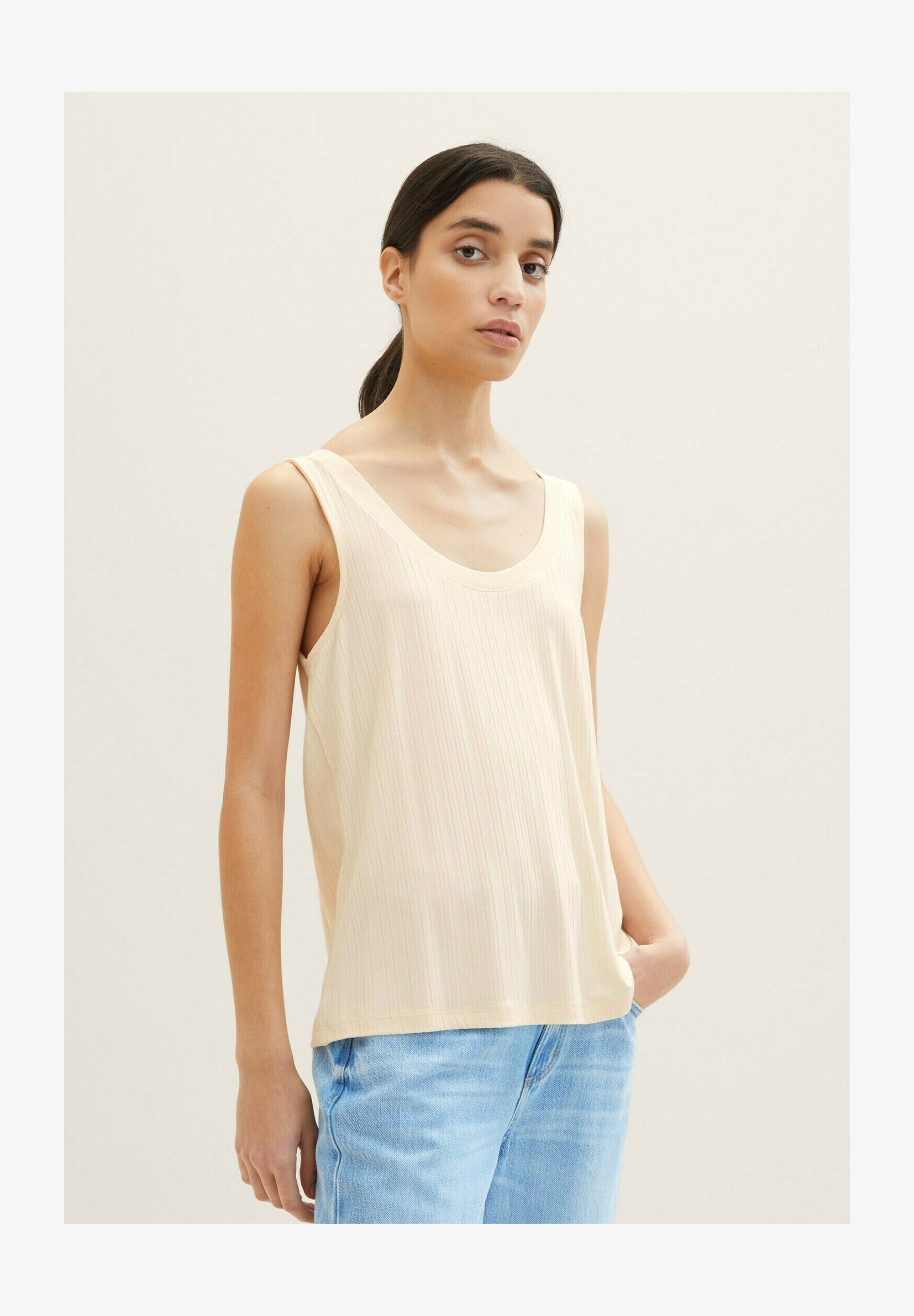 Tom Tailor Top Donna Con Scollo A V E Dettaglio Cravatta - Tessuto Sostenibile, Vestibilità Ampia, Nero
