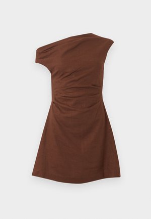 Topshop, OFF SHOULDER MINI DRESS - Kokteilikleit/peokleit - chocolate brown