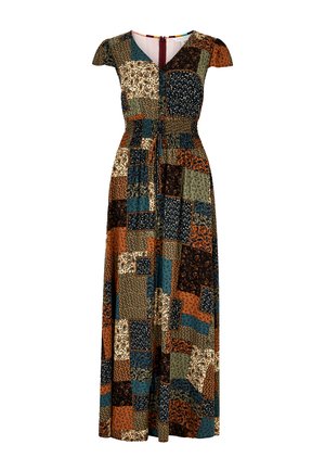 Apricot PATCHWORK SMOCKED - Maxi-jurk - brown