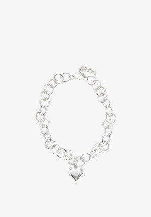 Stradivarius, HEART CHAIN NECKLACE - Halskæder - metallic grey