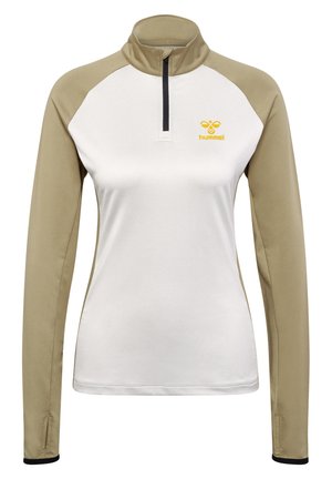 HMLSPRINT MELANGE HALF ZIP - Trui - oyster mushroom