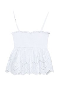 EMBROIDERED RUFFLED - Top - white