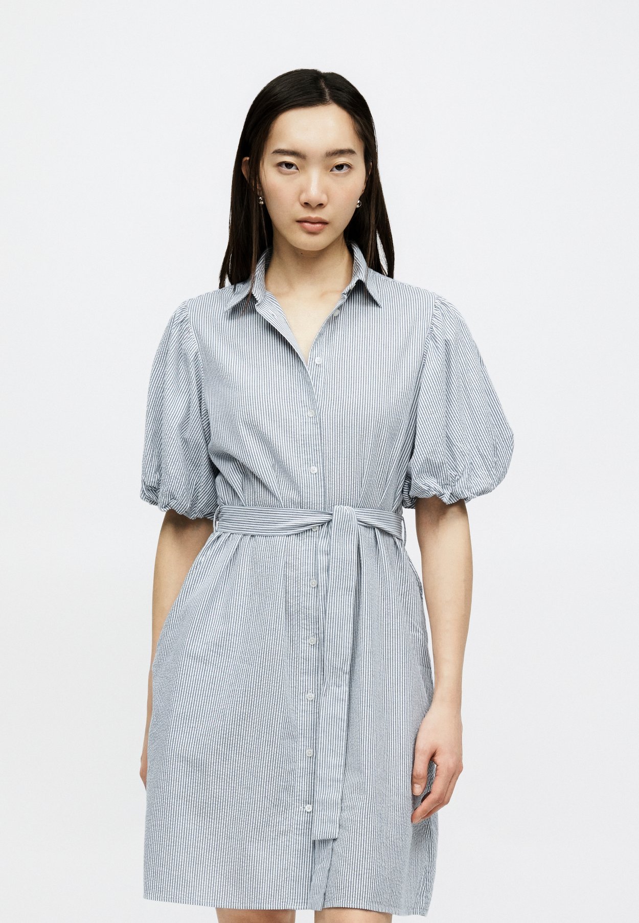 SEERSUCKER PUFF SLEEVE DRESS