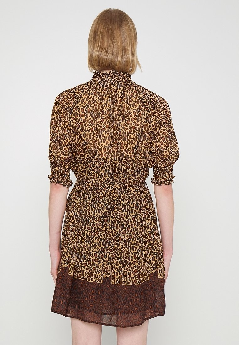 pinko leopard dress Pinko Ippolito Leopard Print Silver Metallic Ruffle Tiered Mini Dress New $550
