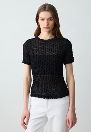 SLIM FIT CREW NECK SHORT SLEEVE - Camicetta - black