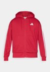 ESSENTIALS THREE STRIPES FRENCH TERRY FULLZIP - Φούτερ με φερμουάρ - active maroon/white