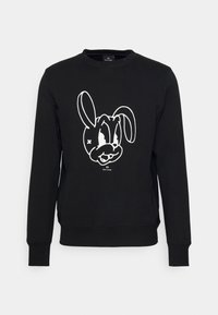 Felpa nera con una linea bianca che disegna un volto di coniglio in stile cartoon sulla parte anteriore. Include un collo a giro e polsini a coste.