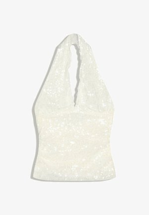 Bershka, SEQUINNED LINGERIE HALTER - TOP - Débardeur - beige