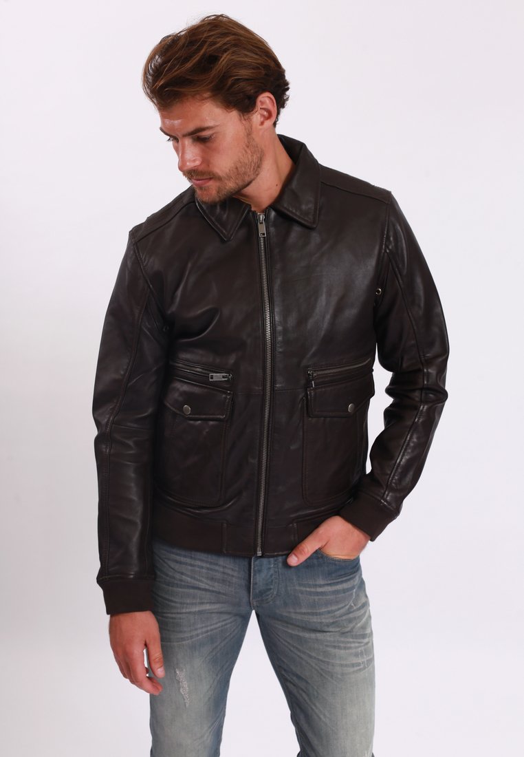 Lee Cooper - BERNARD - Leather jacket - brown, Enlarge