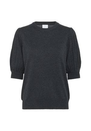 Tumedat hallid soonikud, millel on lühikesed, puhvavad varrukad ja soonikud mansettides. Klassikaline ümar kaelus, sile tekstuur ja õrn detailitus varrukatel.