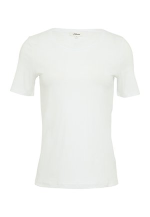 T-shirt bianca a maniche corte realizzata in cotone morbido, con scollo rotondo e una texture liscia, senza motivi o decorazioni visibili.